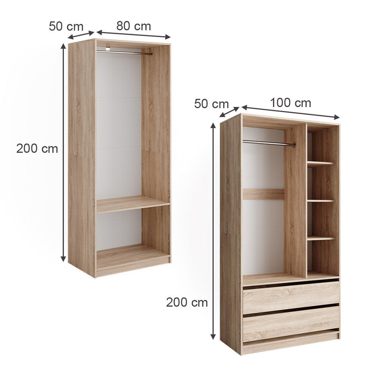 ŠATNÍ SKŘÍŇ Elmo Sonoma - Sonoma dub, kompozitní dřevo (180/200/50cm) - Vicco