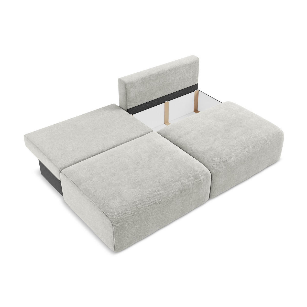 3-SITZER SOFA mit Schlaffunktion Chenille Stoff Grau - Hellgrau/Schwarz, Kunststoff/Textil (216/79/102cm) - LaMiaSofa