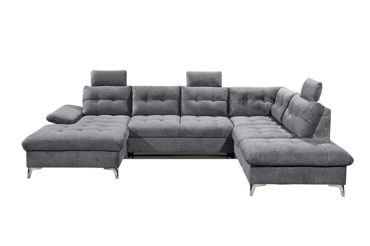 WOHNLANDSCHAFT mit Schlaffunktion und Bettkasten - Chromfarben/Titanfarben, Holz/Kunststoff (218/107/324cm) - ed exciting design