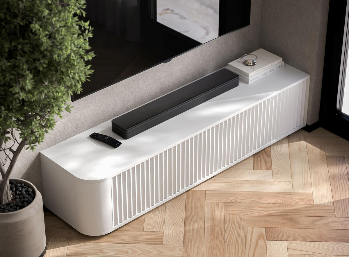 TV komoda Aurora matná biela 140 cm s nízkymi nožičkami - biela, kompozitné drevo (140/31/35cm) - Meble Lindner