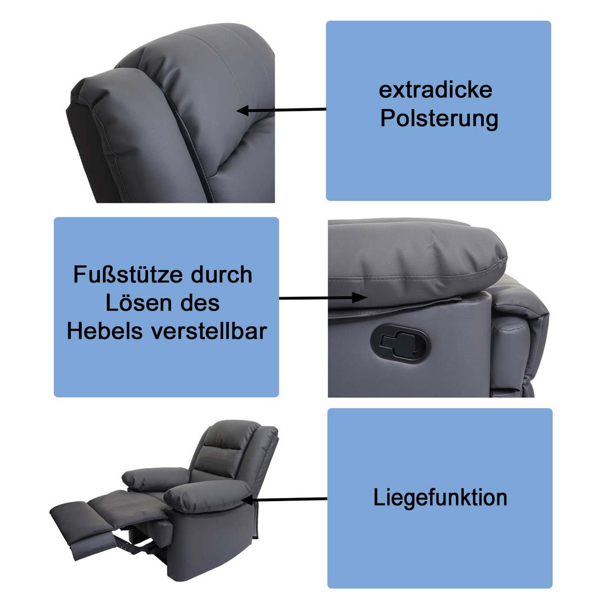 RELAXSESSEL taupe - Taupe, Leder (87/101/150cm) - MCW