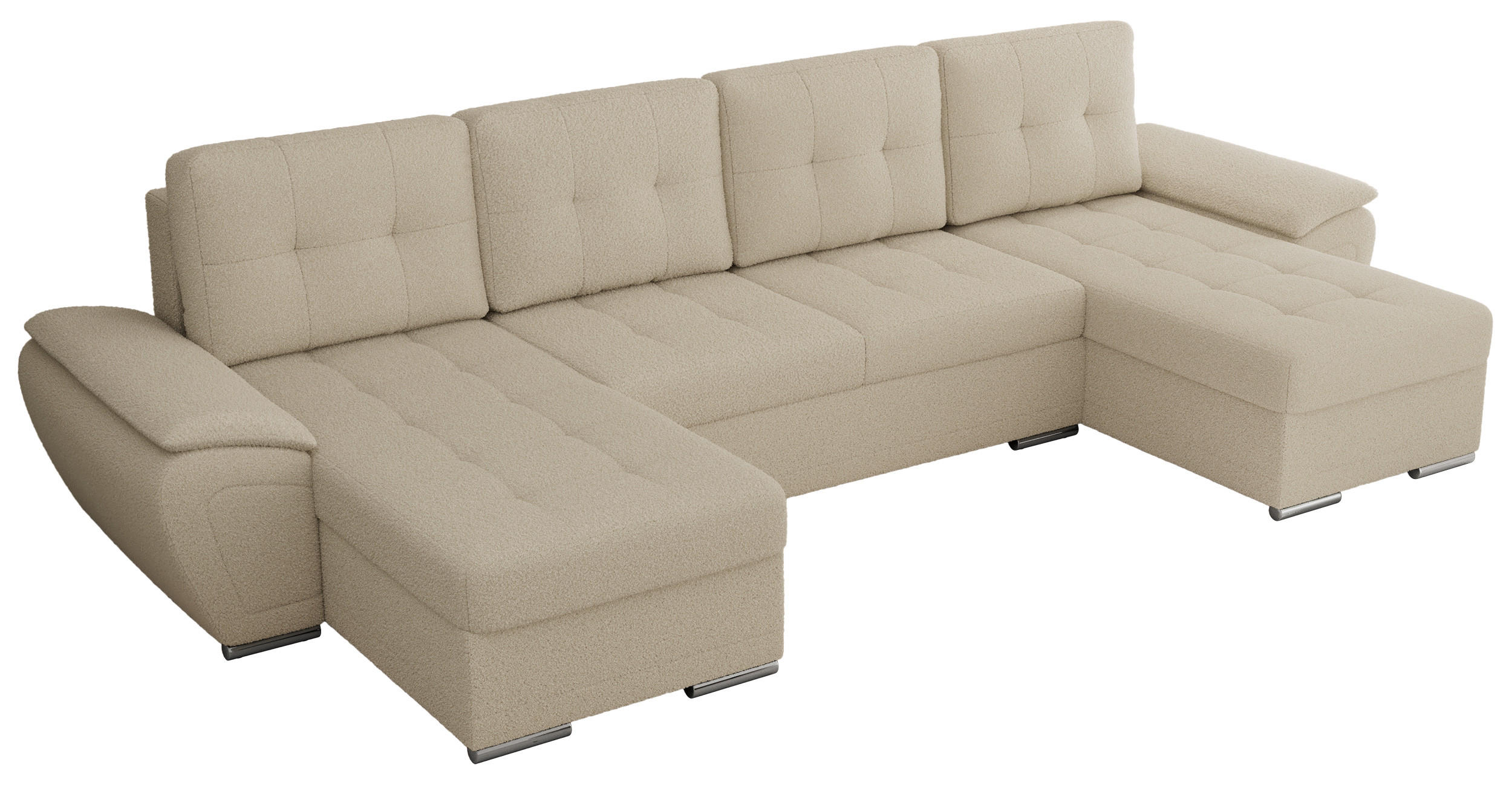 WOHNLANDSCHAFT UMBRIA U Beige Boucle - Beige/Grau, Textil/Metall (336/85/157cm) - MKS