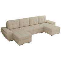 WOHNLANDSCHAFT UMBRIA U Beige Boucle - Beige/Grau, Textil/Metall (336/85/157cm) - MKS
