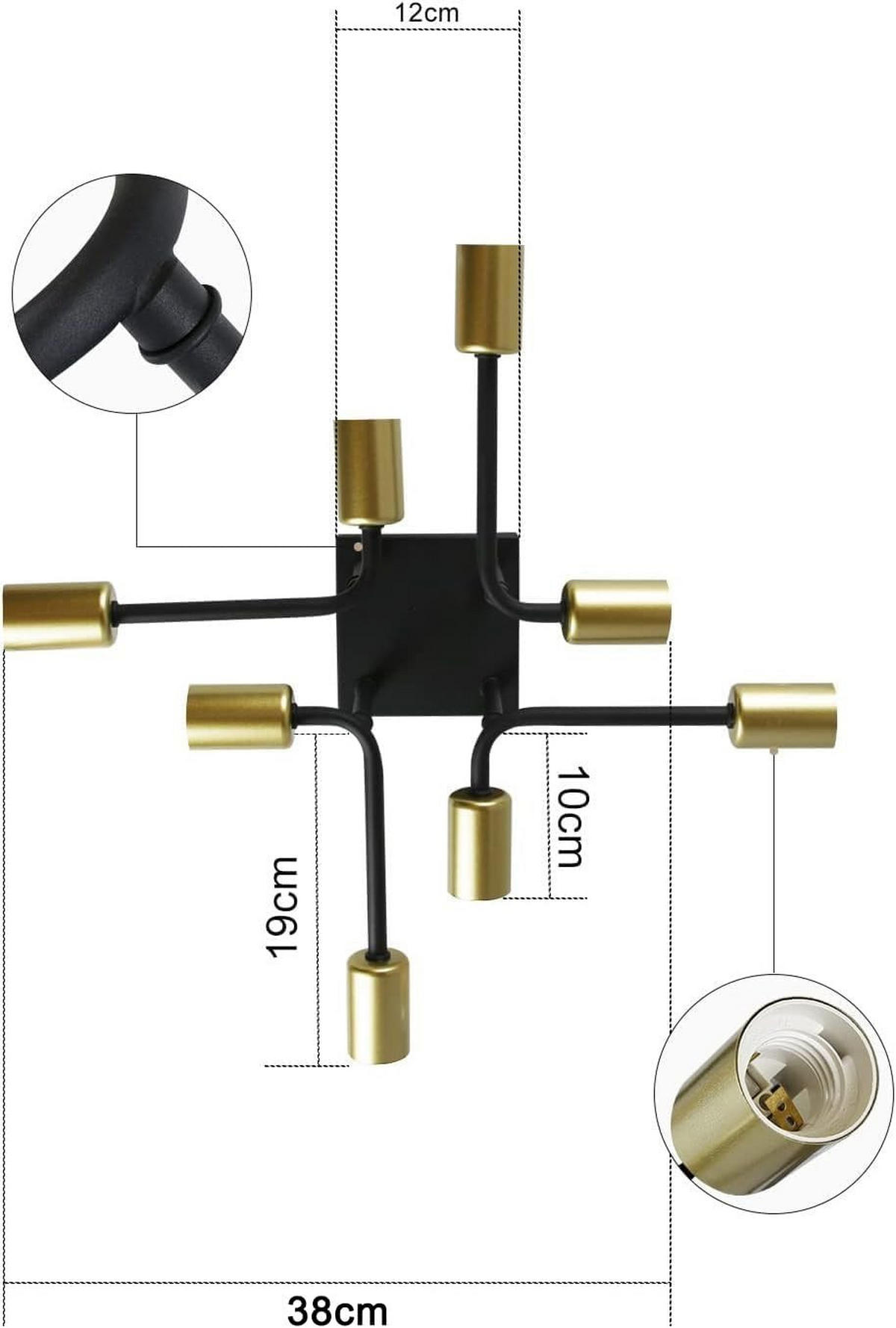 DECKENLEUCHTE Bryzane 48/16/48.5 cm - Schwarz, Metall (48.5/48/16cm) - ZMH