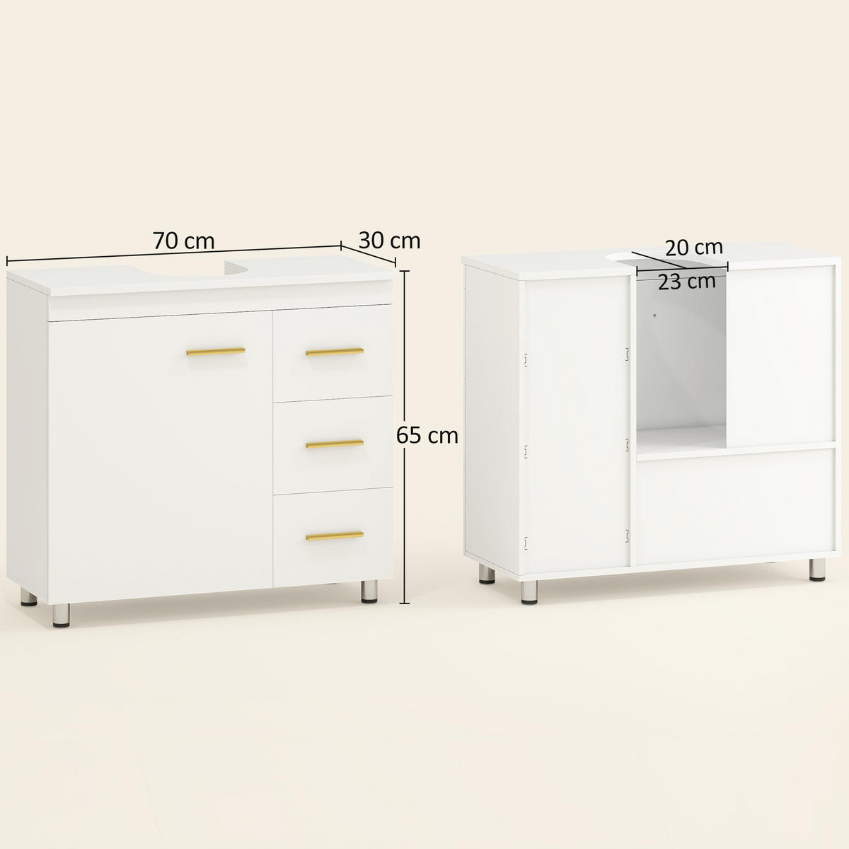 BADEZIMMERSCHRANK Weiß 30.0/70.0/65.0 cm - Weiß, Holzwerkstoff (70/65/30cm)