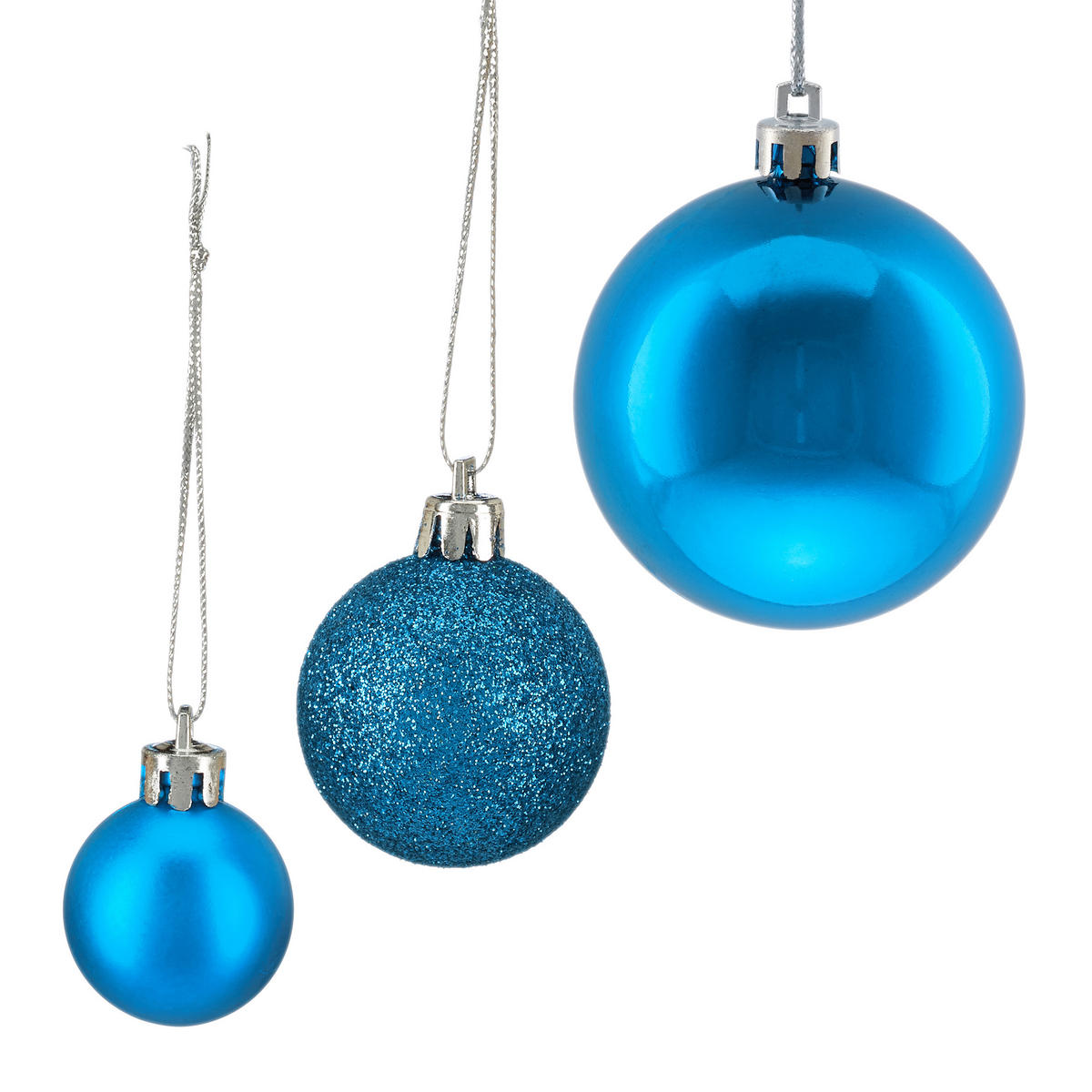 100XWEIHNACHTSKUGELN - Hellblau, Kunststoff (6/7/6cm) - Relaxdays