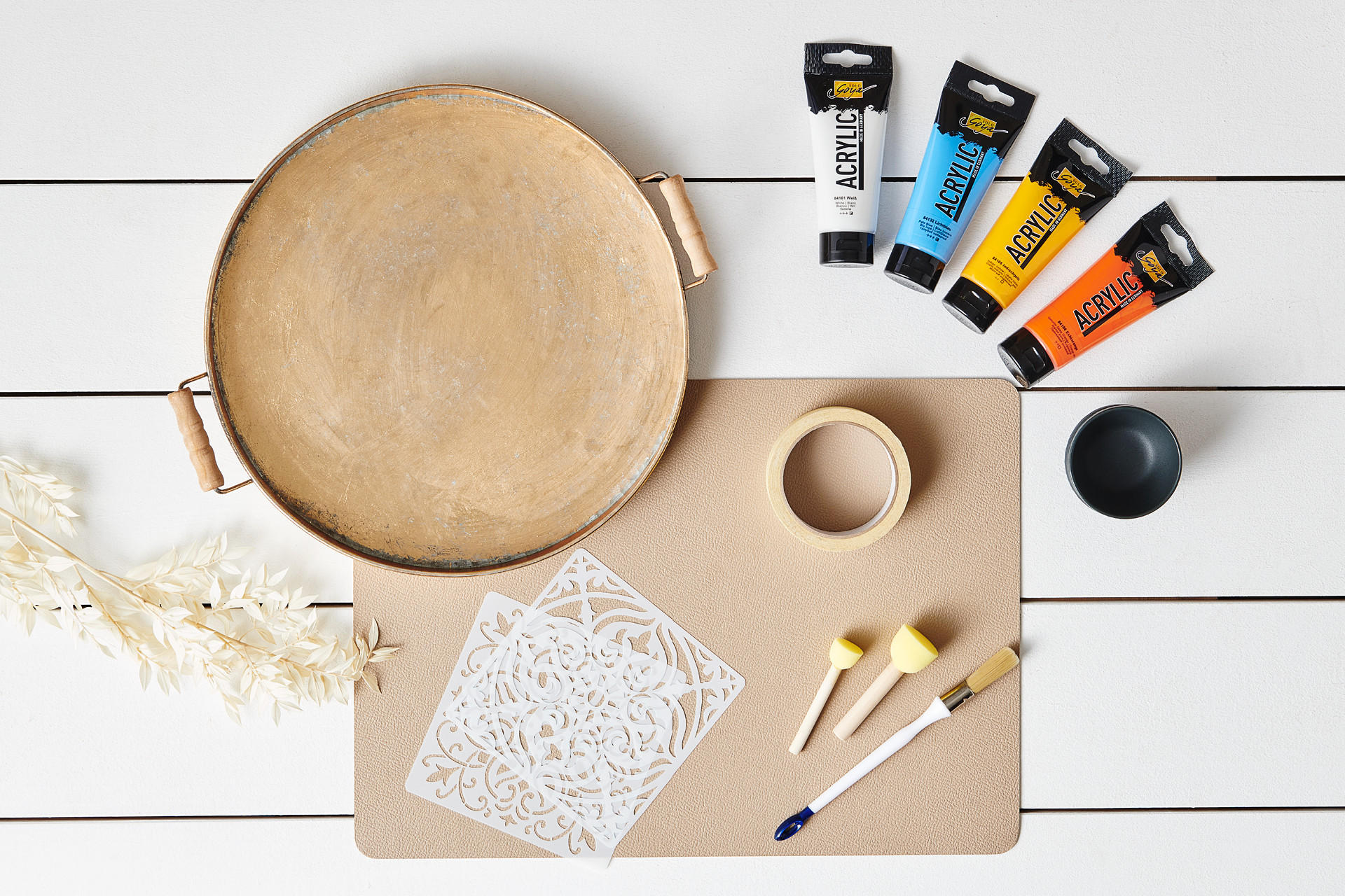 Benötigte Materialien für das DIY-Tablett