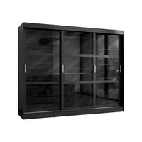 KLEIDERSCHRANK Norlio 250 - Silberfarben/Schwarz, Holzwerkstoff/Kunststoff (250/203/65cm) - MIRJAN24