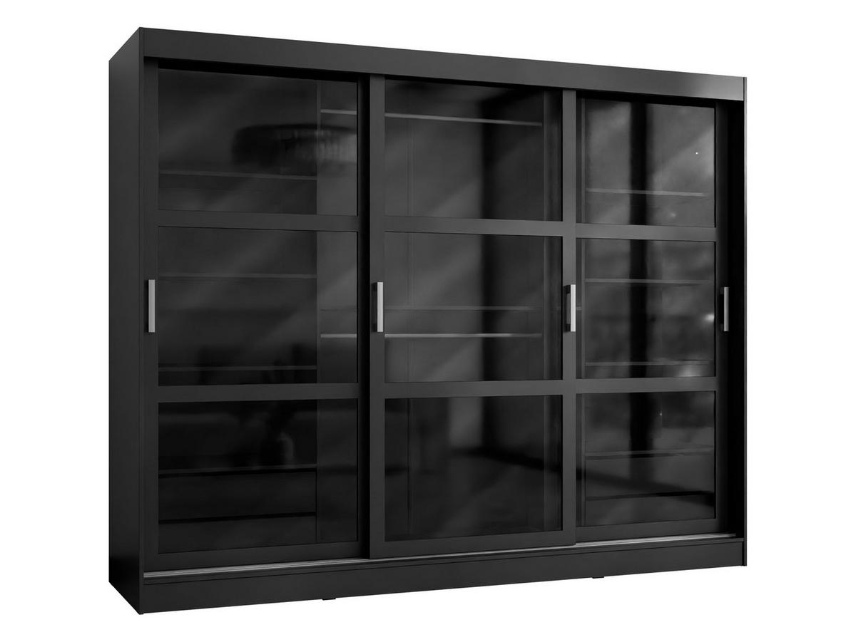 KLEIDERSCHRANK Norlio 250 - Silberfarben/Schwarz, Holzwerkstoff/Kunststoff (250/203/65cm) - MIRJAN24