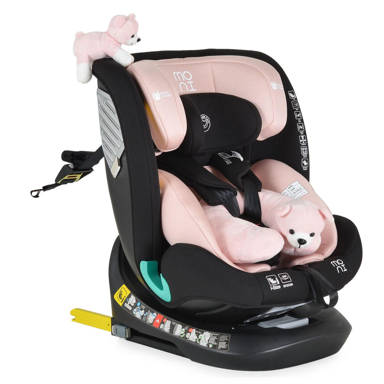 KINDERSITZ Serengeti i-Size rosa (40-150cm) Isofix, Kuscheltier, Nackenkissen - Rosa, Kunststoff (44/60/17cm) - Moni