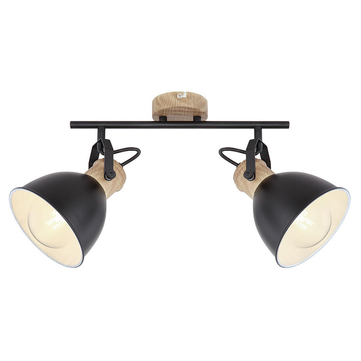 LED DECKENLEUCHTE Metall Schwarz Retro Stil - Schwarz, Holz (35/15/21.5cm)