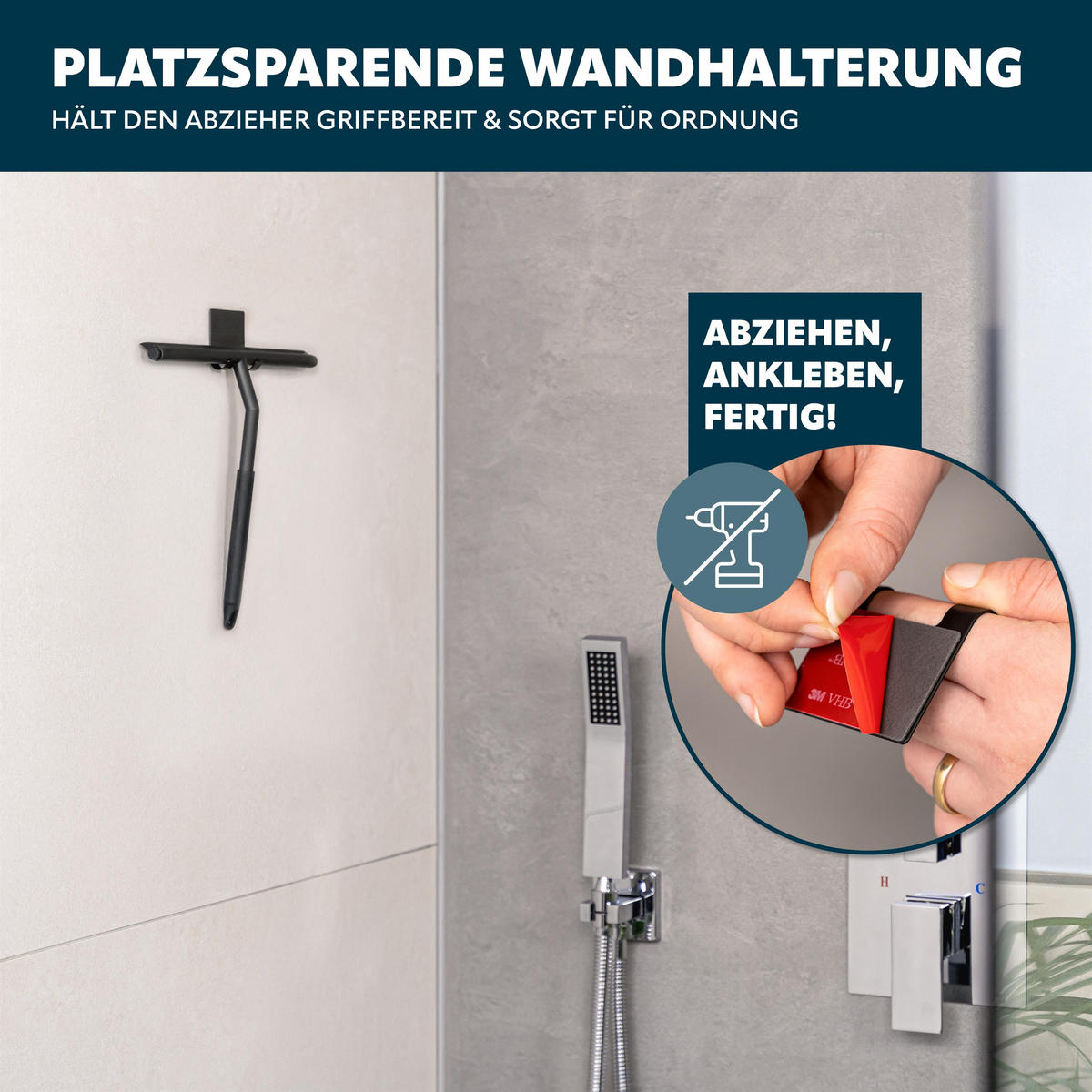 DUSCHABZIEHER 3er-Set, schwarz - Schwarz, Metall (26/20/2cm) - bremermann