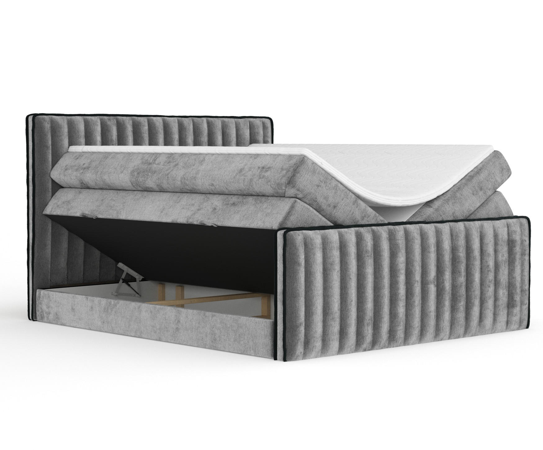BOXSPRINGBETT Nocturne Grau 140/200 cm - Schwarz/Grau, Holz/Holzwerkstoff (140/200cm) - Maison de Reve