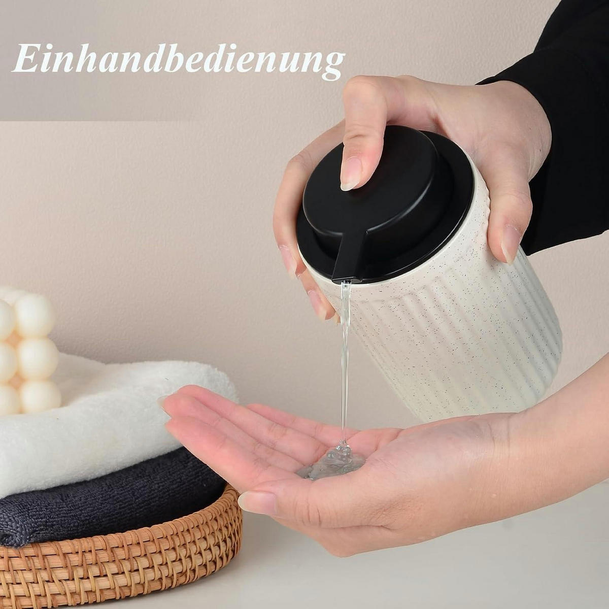 SEIFENSPENDER Keramik 350ml Pockennarbiges Beige - Beige, Keramik (8/14/8cm)