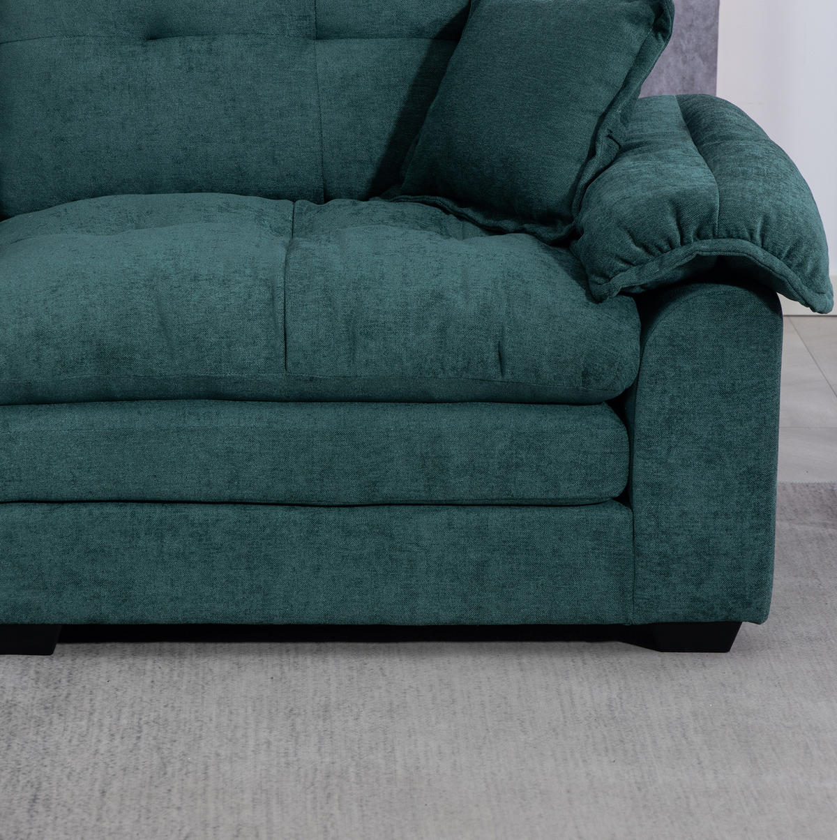 SOFA mit Tiefsitz 214 cm Chenille Grün 2-Sitzer - Grün, Kunststoff (214/93/89cm) - Meubliv