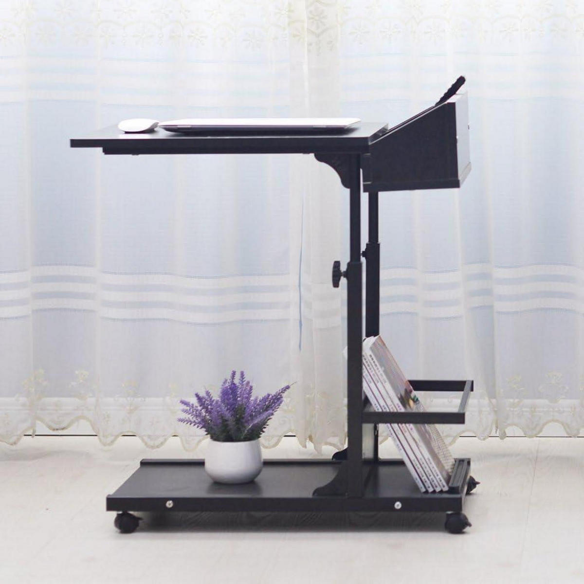BEISTELLTISCH verstellbar mit Rollen Schwarz 40 x 40 cm - Schwarz, Metall (40/50/55cm)