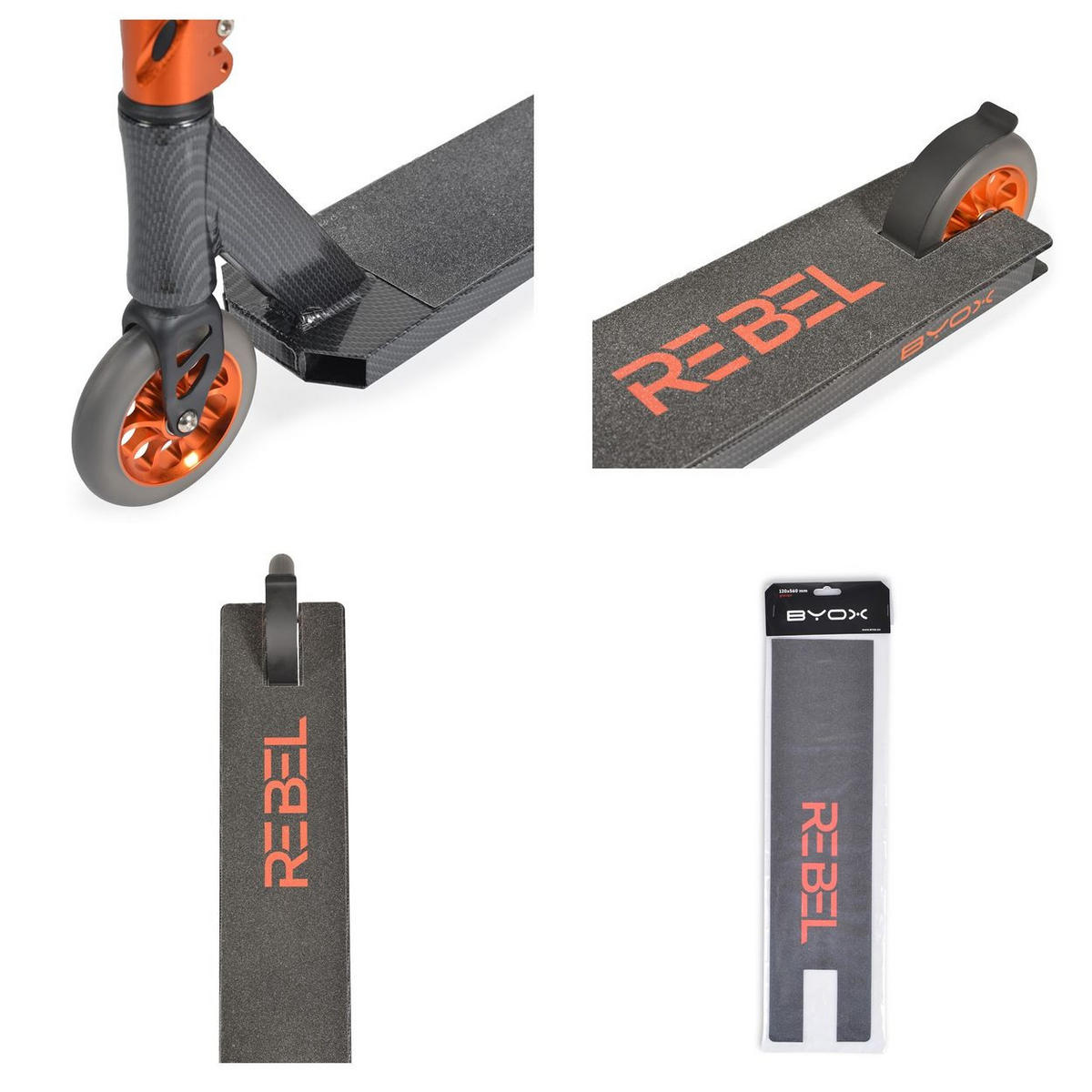 KINDERROLLER Rebel schwarz Aluminium, ABEC-9 Lager, Stahllenker, PU Räder, Bremse - Schwarz, Metall (73/64/83cm)