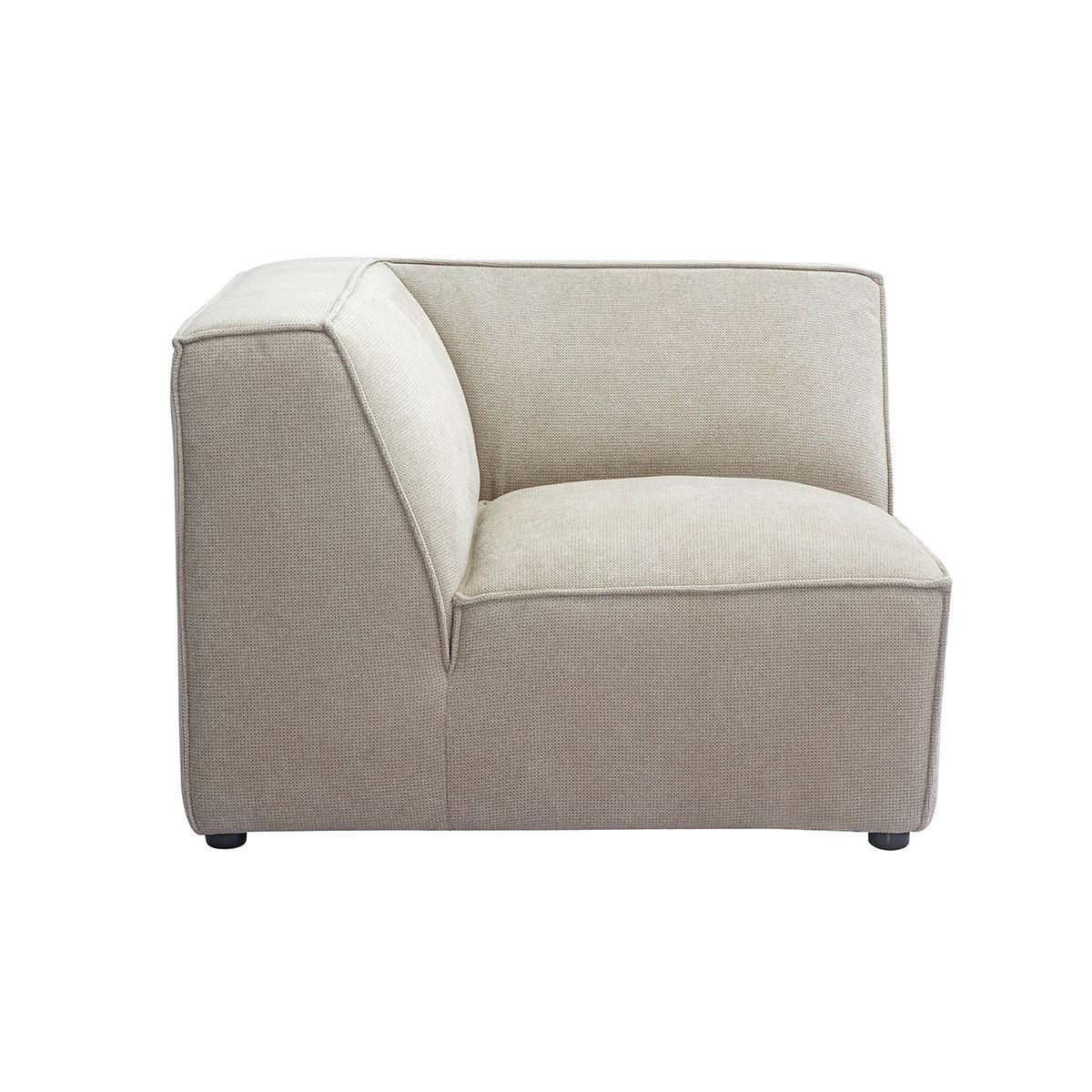ECKMODUL Zentral Beige Samt-Effekt Textur SPLIT - Beige, Textil (101/70.5/101cm) - Miliboo