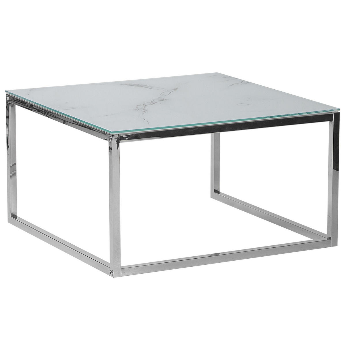 COUCHTISCH 2er-Set Quadratisch Weiß, Silber Brea - Weiß, Glas (60/60cm) - Beliani