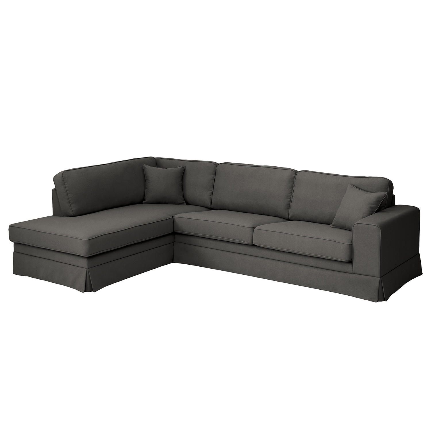 ECKSOFA mit Husse - Ottomane, Webstoff - Anthrazit/Schwarz, Kunststoff/Textil (297/210cm) - home24