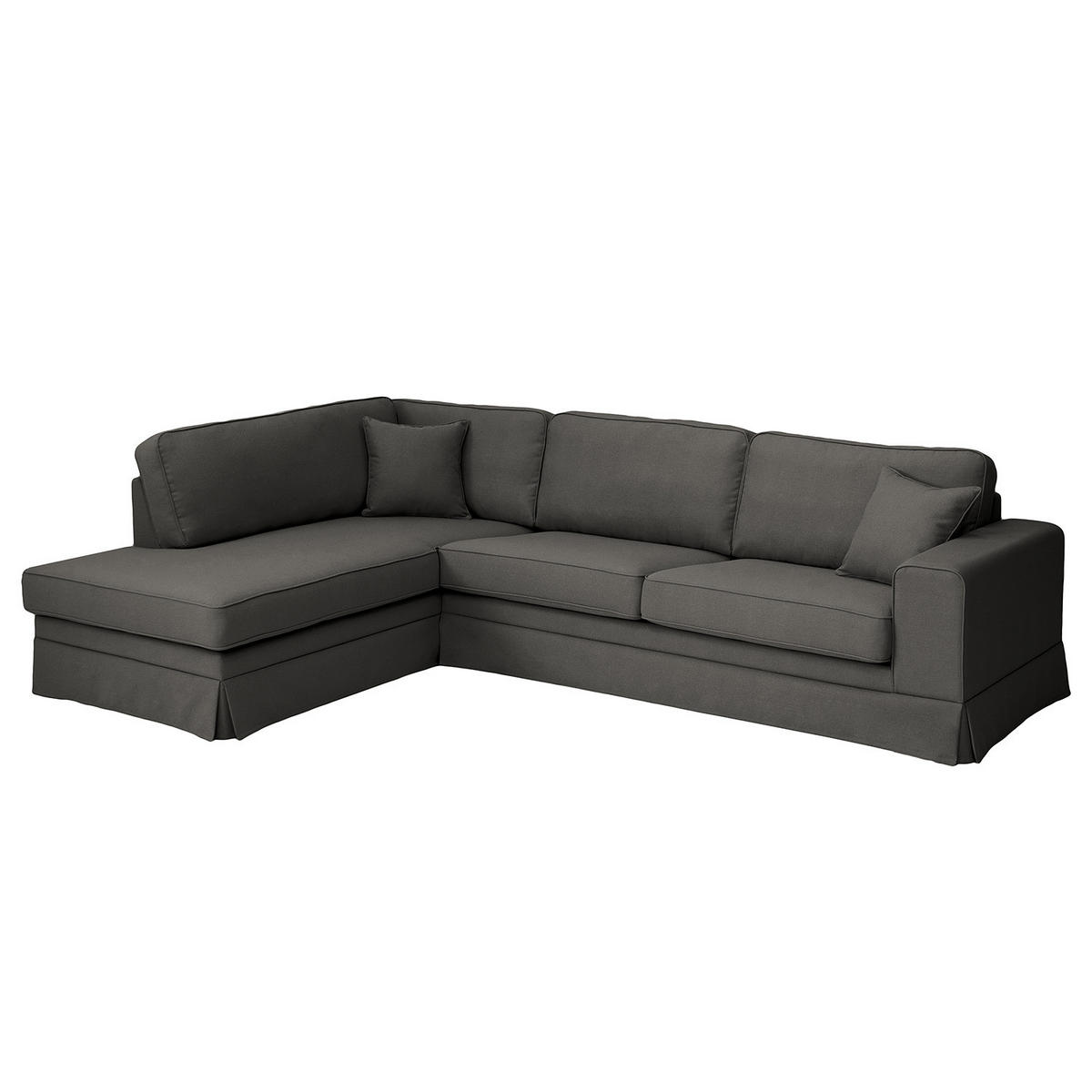 ECKSOFA mit Husse - Ottomane, Webstoff - Anthrazit/Schwarz, Kunststoff/Textil (297/210cm) - home24