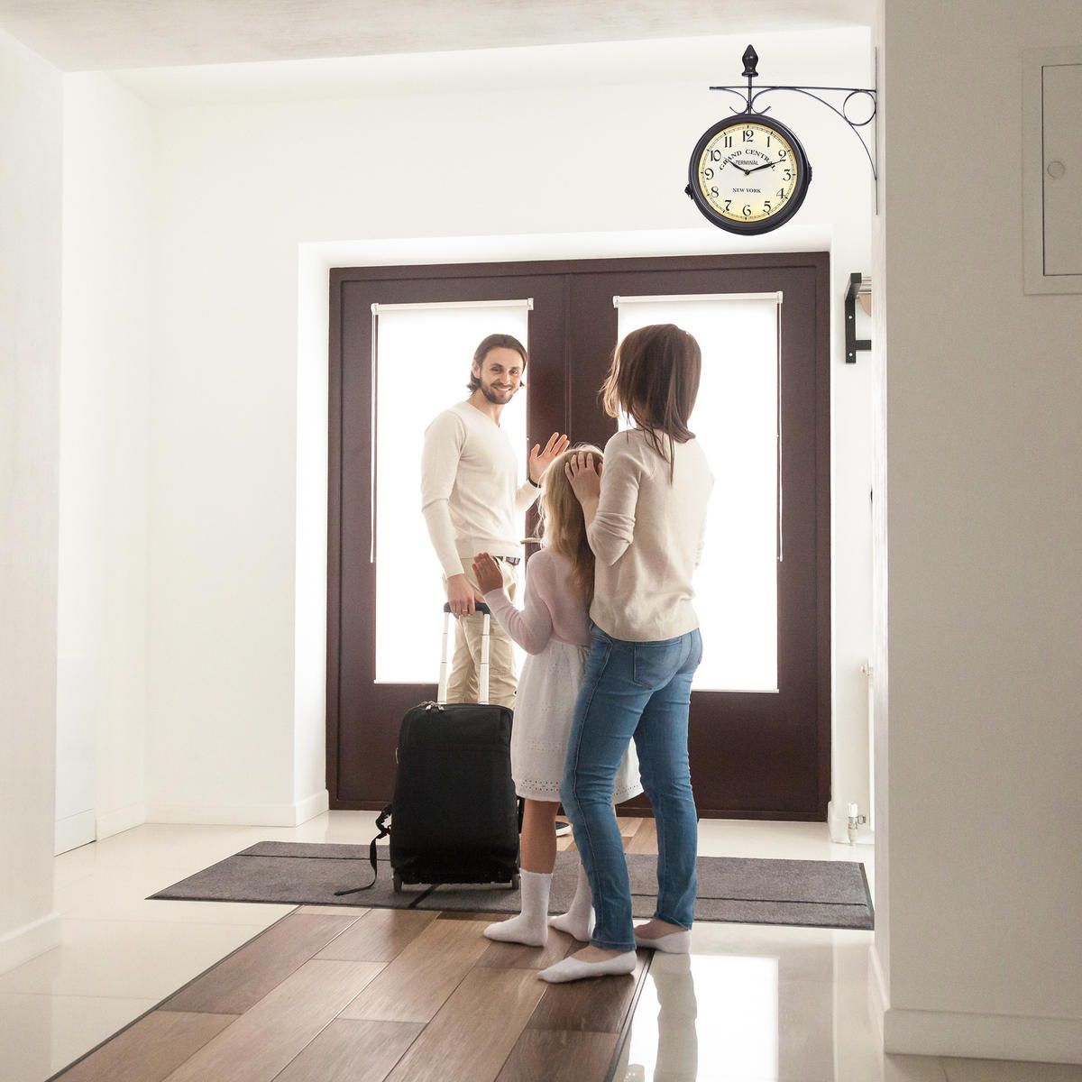 BAHNHOFSUHR - Schwarz, Glas/Metall (35/35/10cm) - Relaxdays