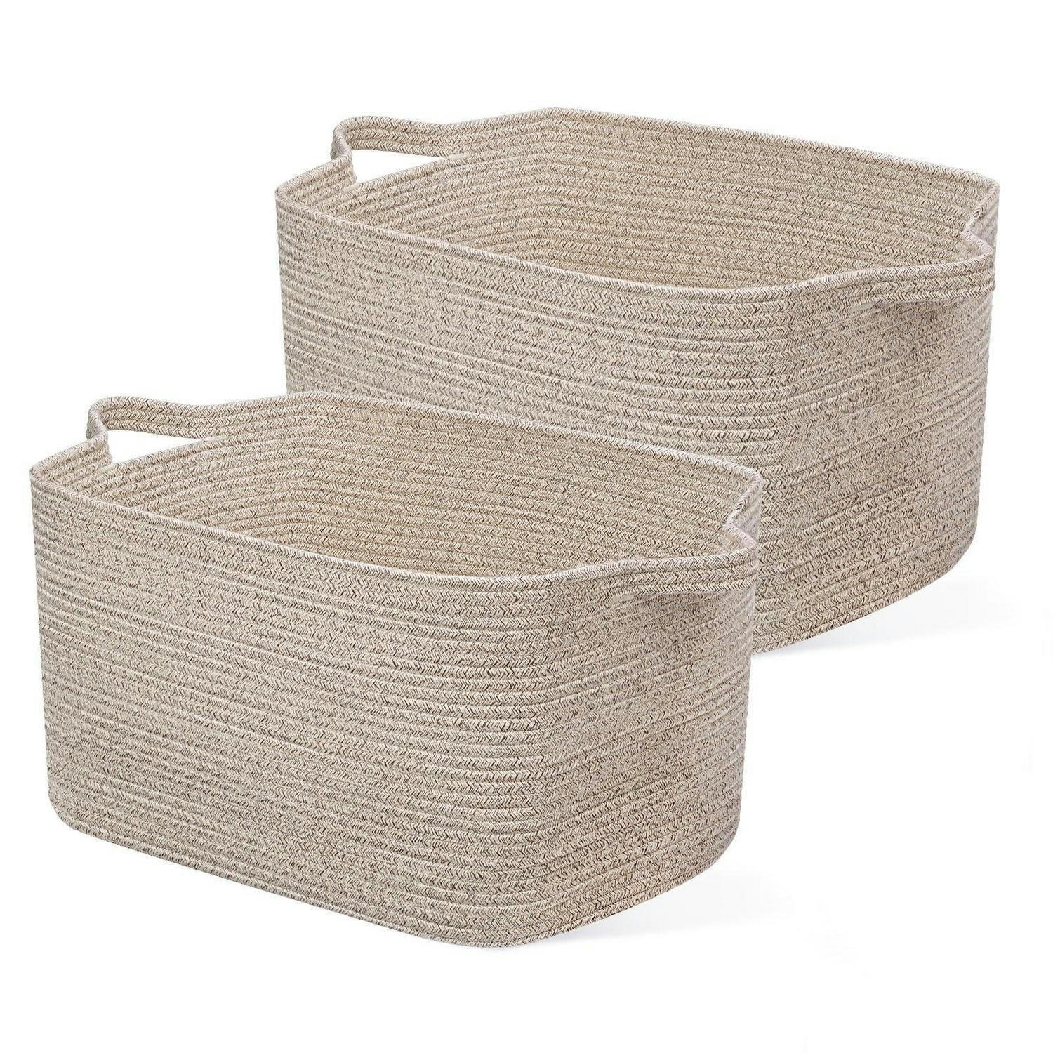 WÄSCHEKORB 2 Stück 63 L Baumwolle Braun - Braun, Textil (38/30/55cm)