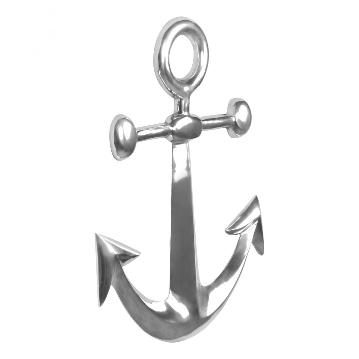 WANDDEKO Anker Aluminium silberfarben poliert 62,5 cm handgefertigt - Silberfarben, Metall (40/63/4cm) - KADIMA DESIGN