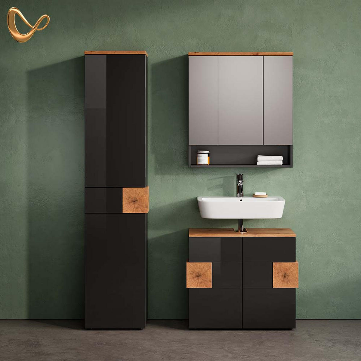 BADSPIEGELSCHRANK Tanaro Anthrazit 70 x 77.5 cm - Anthrazit, Holzwerkstoff (70/77.5/21.7cm) - Livinity®