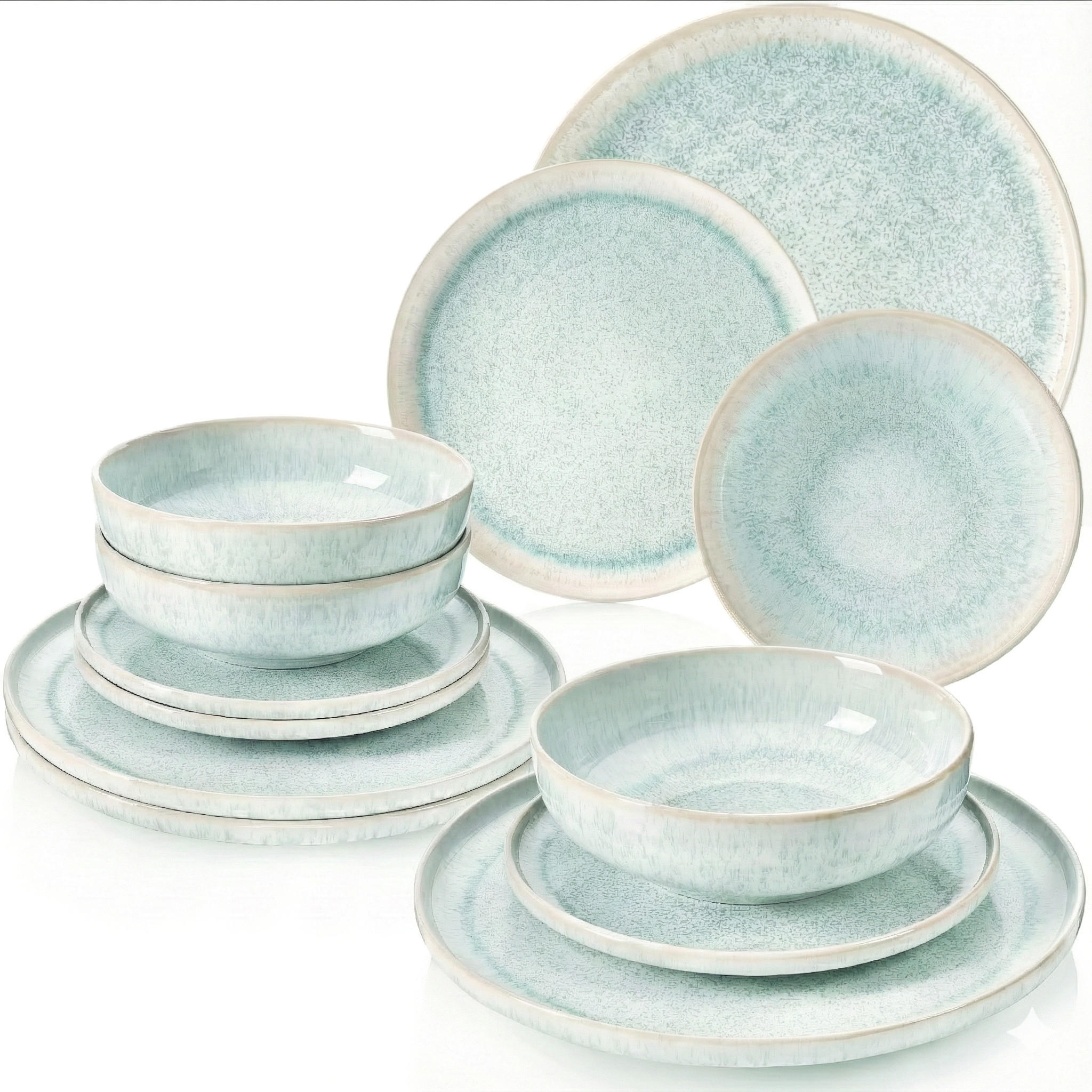 TAFELSERVICE PAROS - 12 teilig aus Steingut - Türkis, Stein (27.5/5/27.5cm) - Sänger