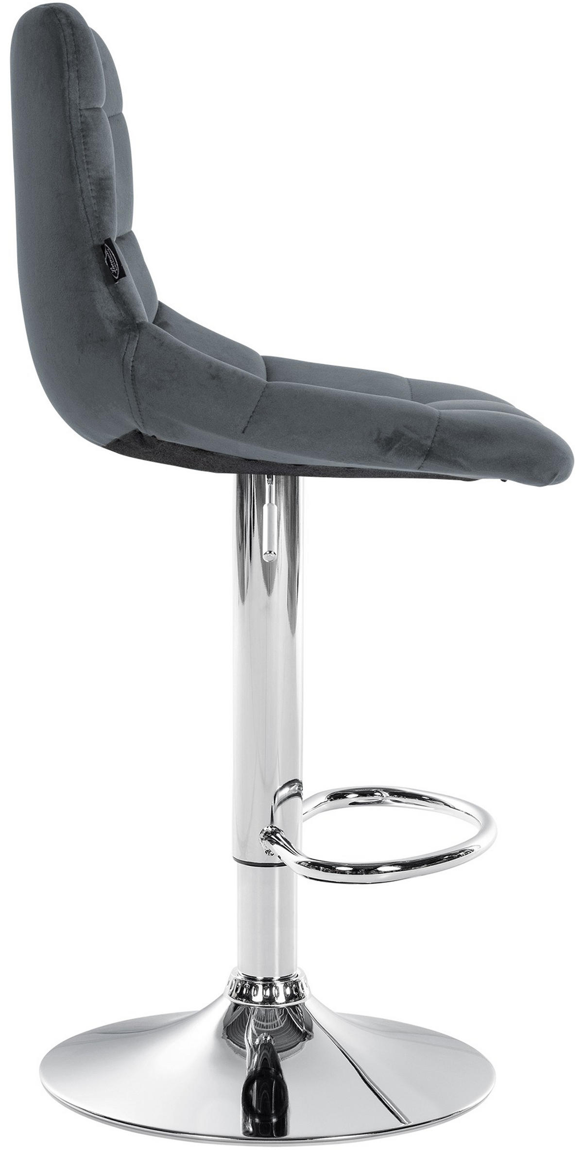 BARHOCKER 2er Set James Samt chrom dunkelgrau - Chromfarben/Grau, Textil/Metall (43/108.5/46.5cm) - TPFLiving