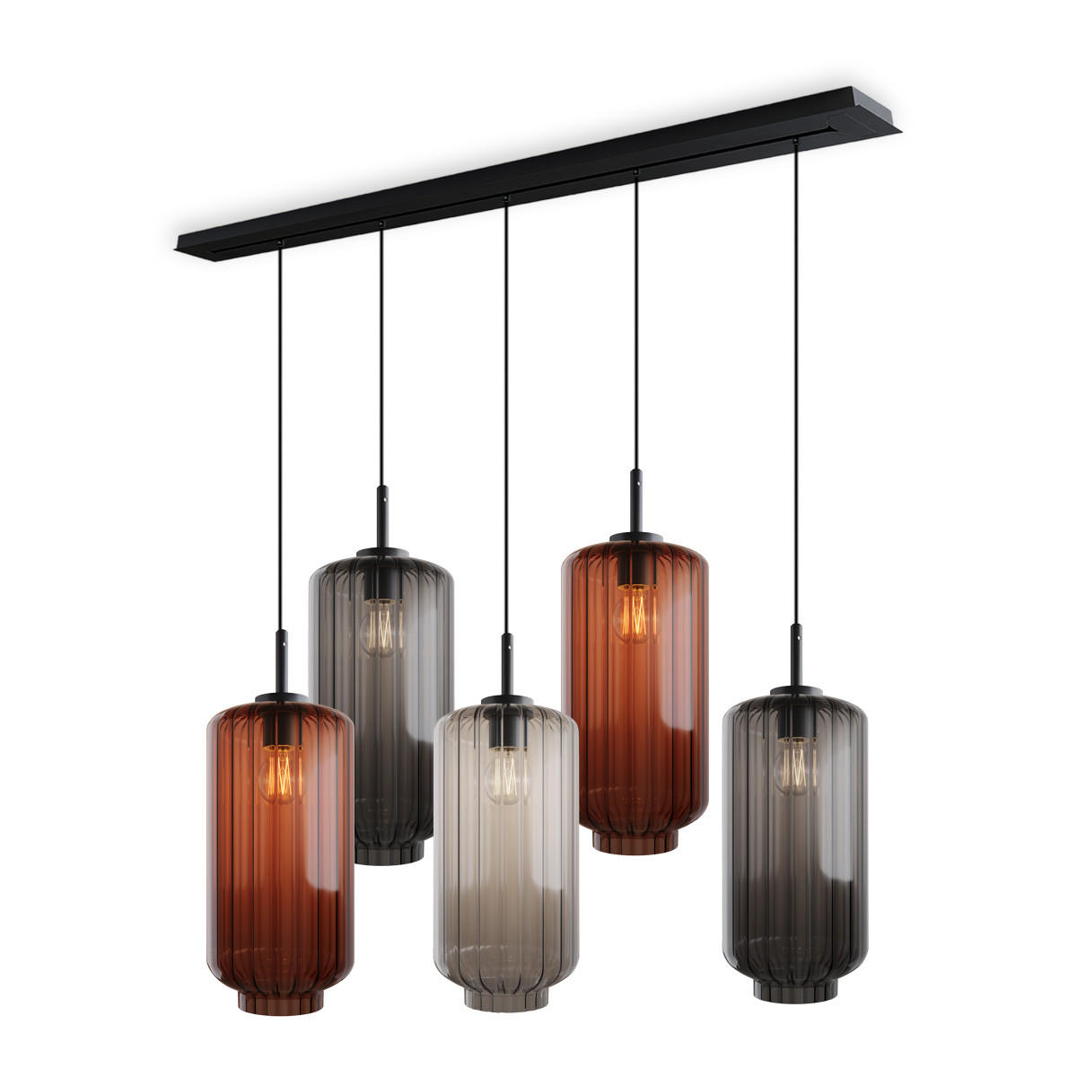 HÄNGELEUCHTE Velo 5-flammig Mehrfarbig Ø 18cm - Multicolor/Schwarz, Glas (18/18/33cm) - s.luce