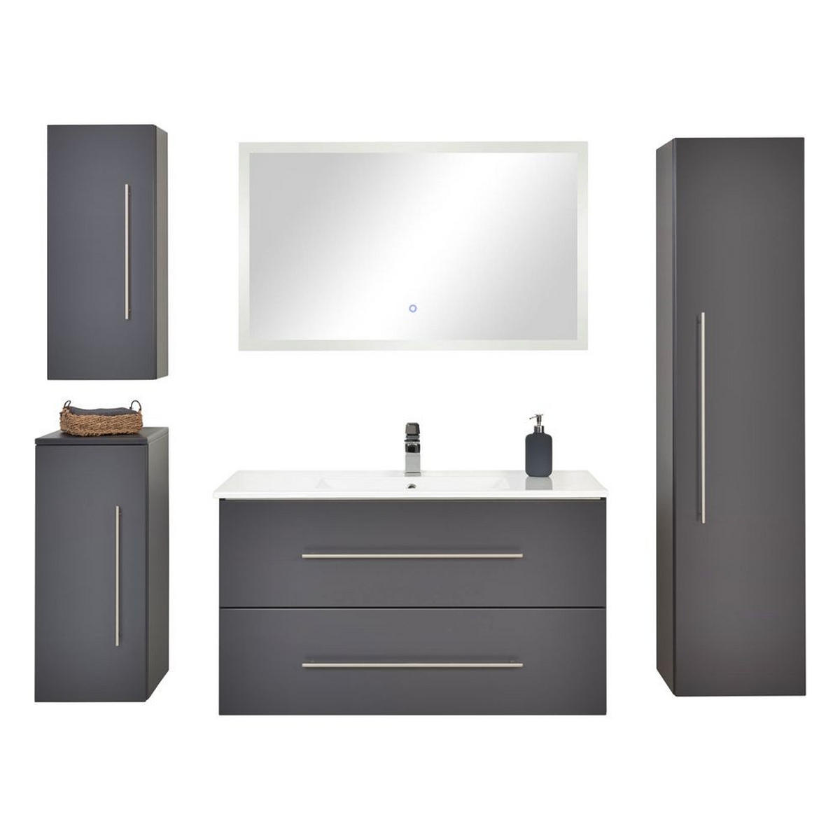 WASCHTISCH Hella-02 - Anthrazit, Holzwerkstoff (100/54/46cm) - Lomado