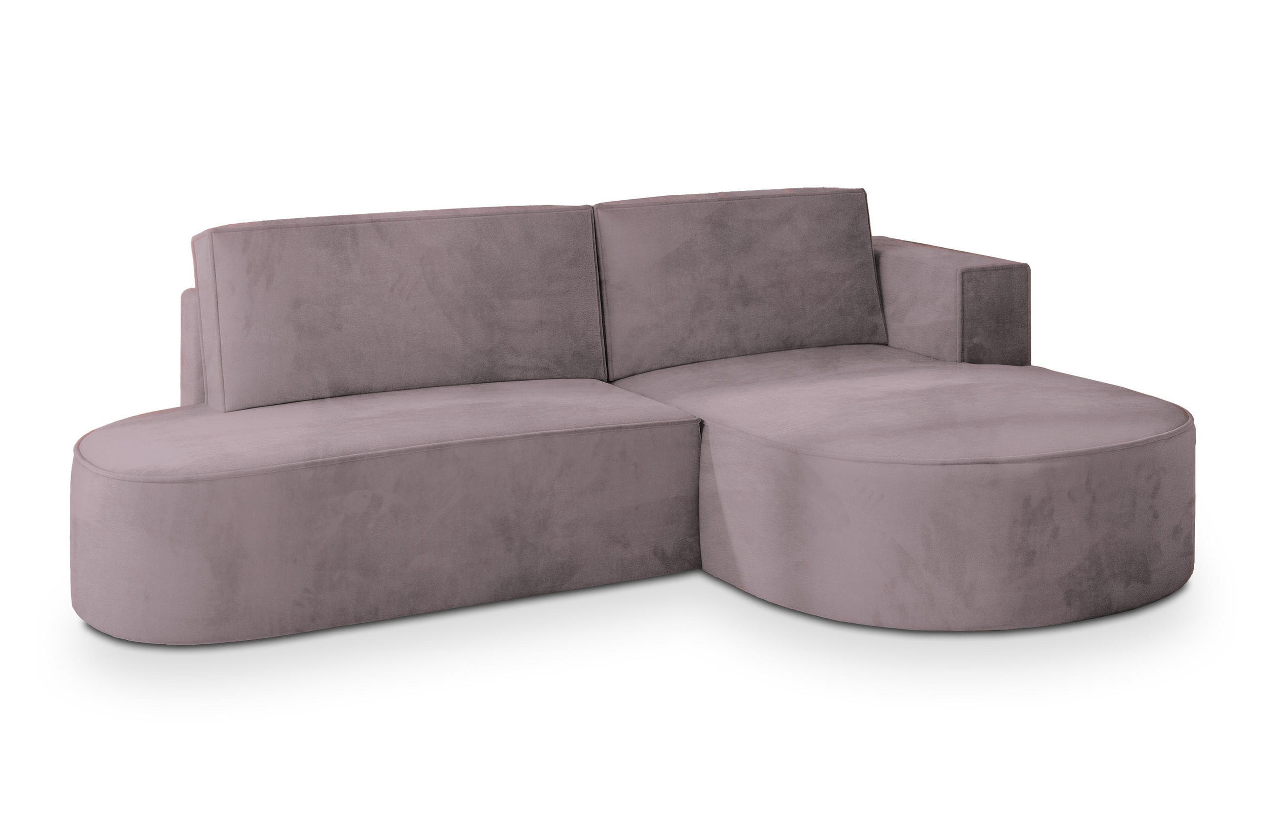 ECKSOFA CORTIO M R-S Lila Velours-Stoff mit Schlaffunktion - Lila, Holz (265/174cm) - MASSENO