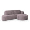 ECKSOFA CORTIO M R-S Lila Velours-Stoff mit Schlaffunktion - Lila, Holz (265/174cm) - MASSENO