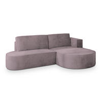 ECKSOFA CORTIO M R-S Lila Velours-Stoff mit Schlaffunktion - Lila, Holz (265/174cm) - MASSENO