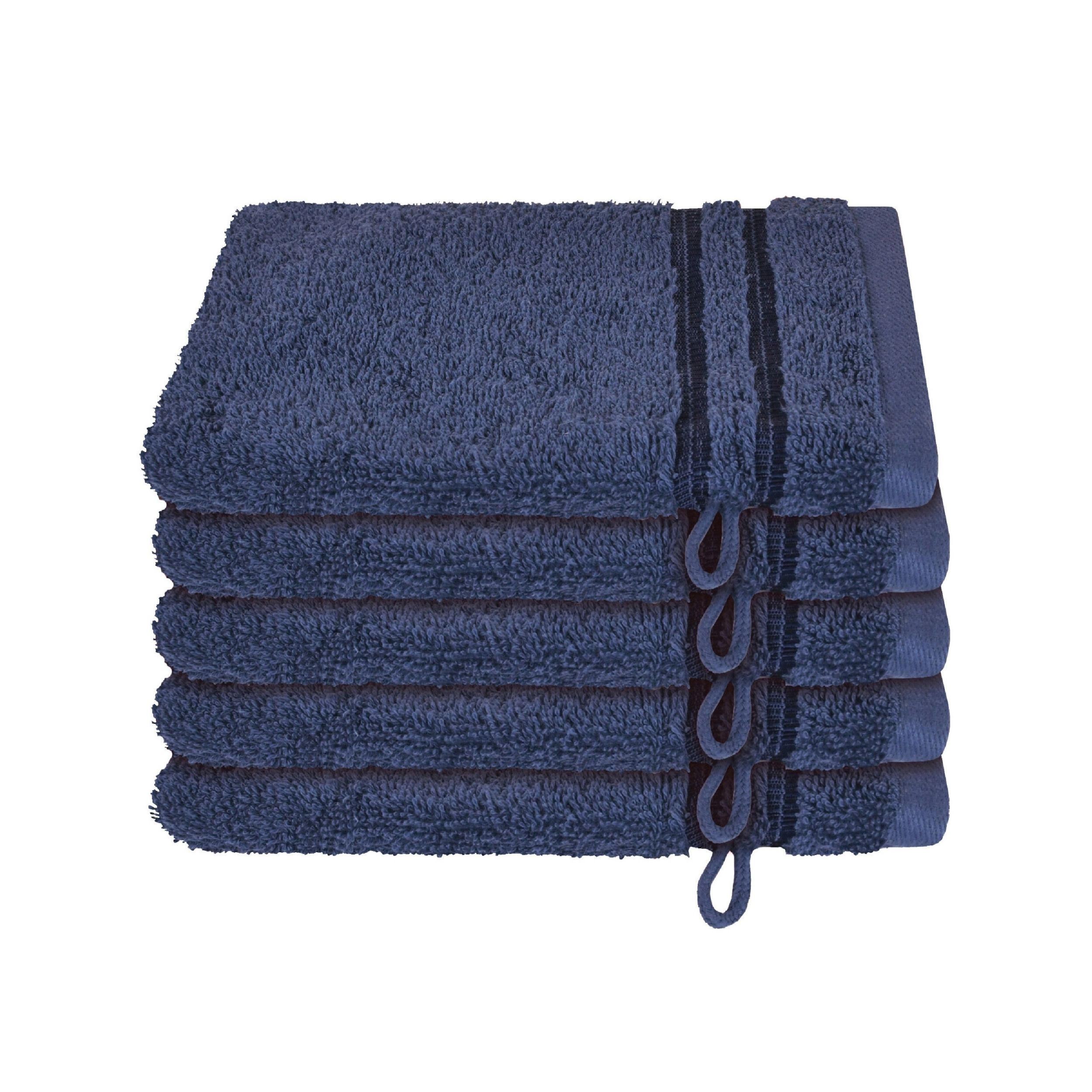 WASCHHANDSCHUHSET Milano - 5-teilig - 16x22 cm - Dunkelblau - Dunkelblau, Textil (16/22cm) - SCHIESSER