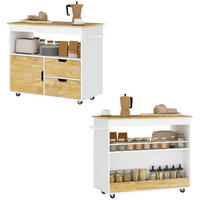 KÜCHENWAGEN DE-10501 mit Schrank, Schubladen & Arbeitsfläche Weiß - Eichefarben, Holzwerkstoff (50/85/107cm) - ComfortXL