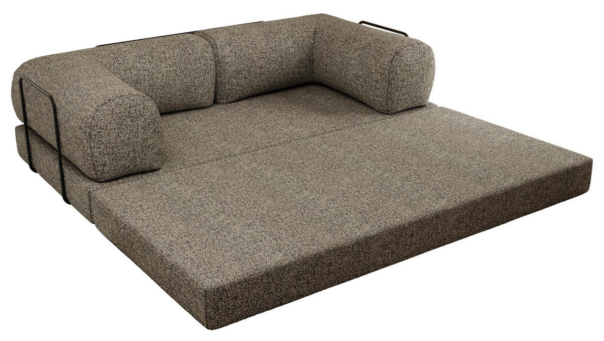TROJMIESTNA POHOVKA ORSETTO - Sivá Štruktúrovaná látka - čierna/sivá, kov/textil (200/70/100cm) - MKS