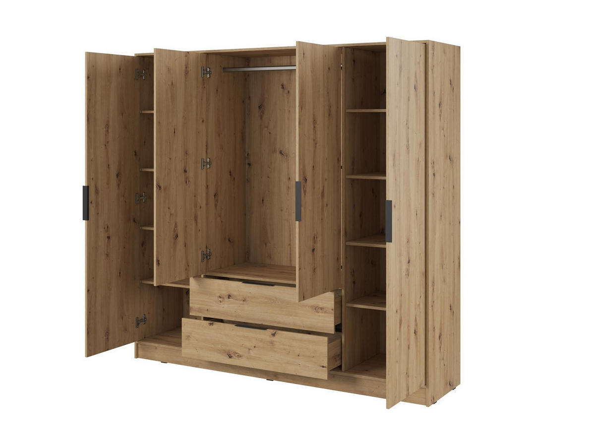 KLEIDERSCHRANK Lyke, Schrank mit Eiche Artisan - Eiche Artisan, Holzwerkstoff (206/200/51cm) - Bettso