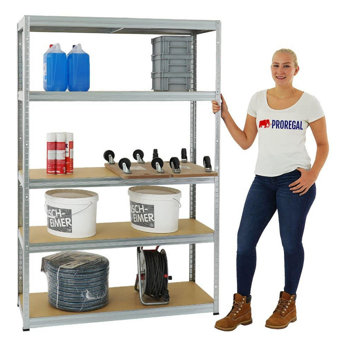 SCHWERLASTREGAL Big Elephant S 2er-Set mit 2x 180x120x45 cm Fachlast 250 kg Verzinkt - Silberfarben, Metall (240/180/45cm) - PROREGAL