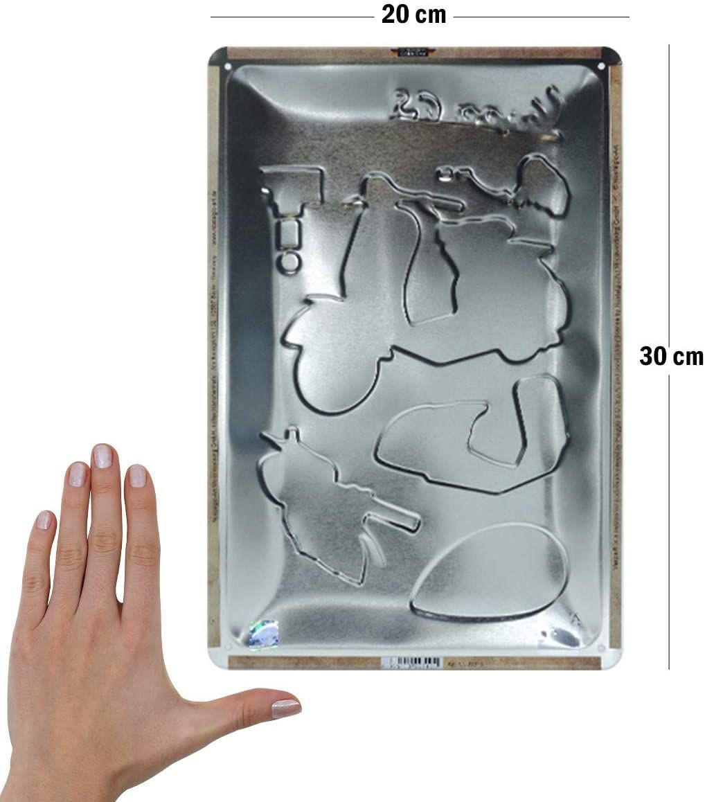 BLECHSCHILD 20/30 cm Vespa Parts Sketches - Multicolor, Metall (20/30/0.2cm) - Nostalgic-Art