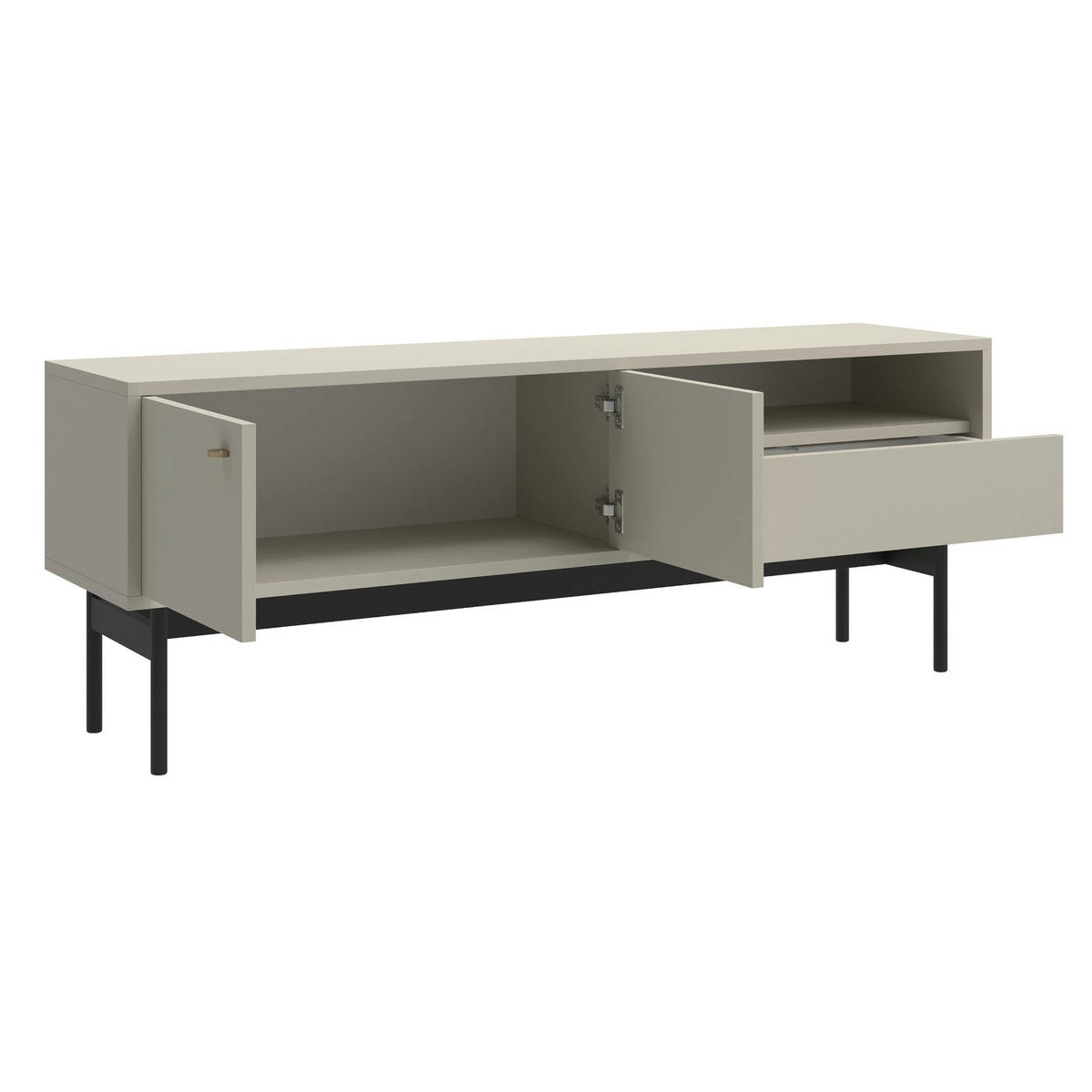 TV-STOLEK Olar II Greige 154 cm - černá/zlatá, kov/kompozitní dřevo (154/56.6/38cm) - Selsey