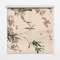 VNÚTORNÁ roleta - okenná roleta - roleta - 100x180 cm - Čerešňový kvet a vták - biela, plast (100/180/0.5cm) - TULUP