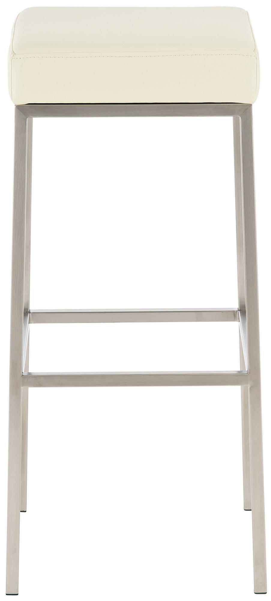 BARHOCKER Lederlook Creme - Edelstahlfarben/Creme, Textil/Metall (37/85/37cm) - CLP