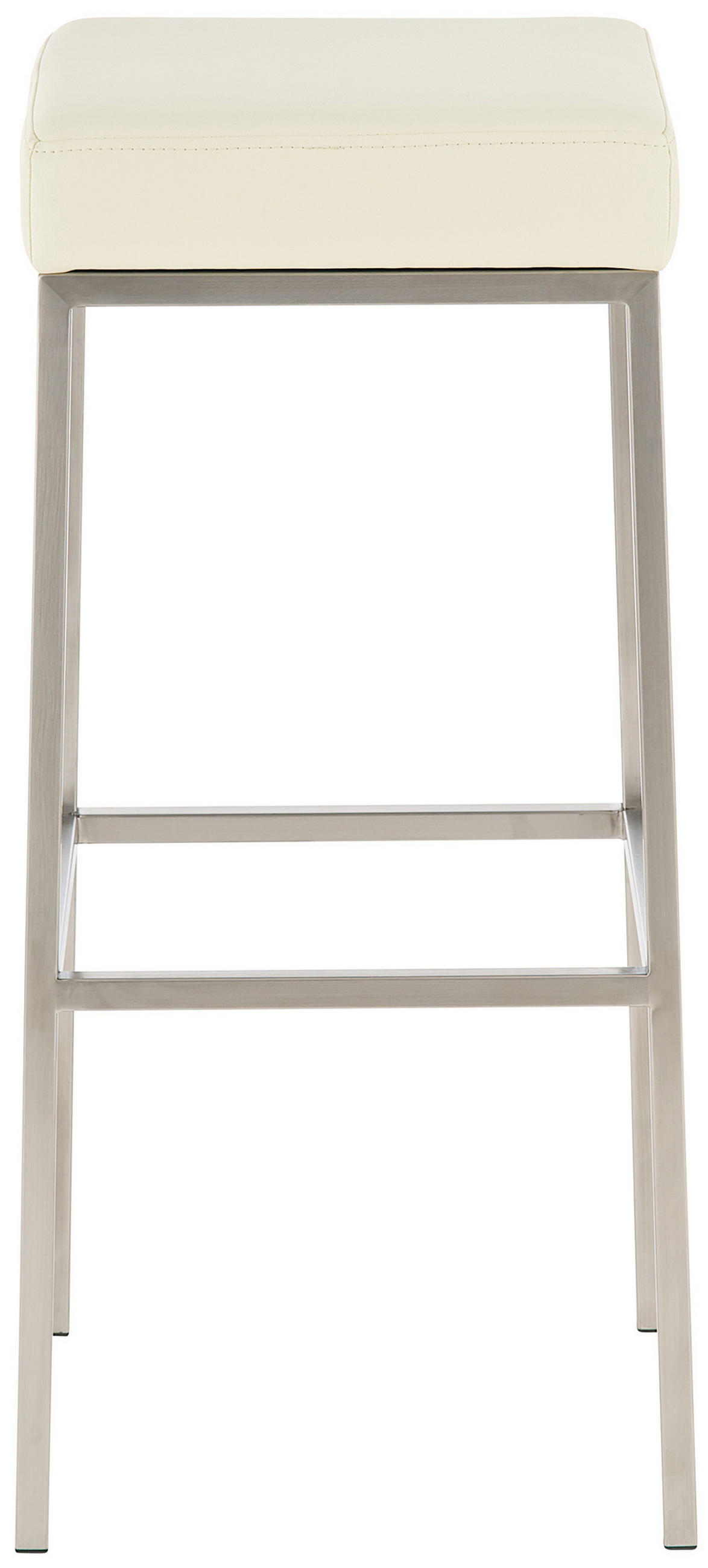 BARHOCKER 2er Set Lederlook creme - Edelstahlfarben/Creme, Textil/Metall (37/80/37cm) - CLP