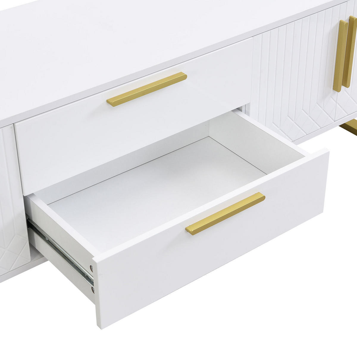 TV-LOWBOARD aus MDF 170x40x53,5 cm Weiß mit Hochglanzfronten, 4 Türen und 2 Schubladen - Weiß, Holzwerkstoff (170/53.5/40cm) - IVMEU