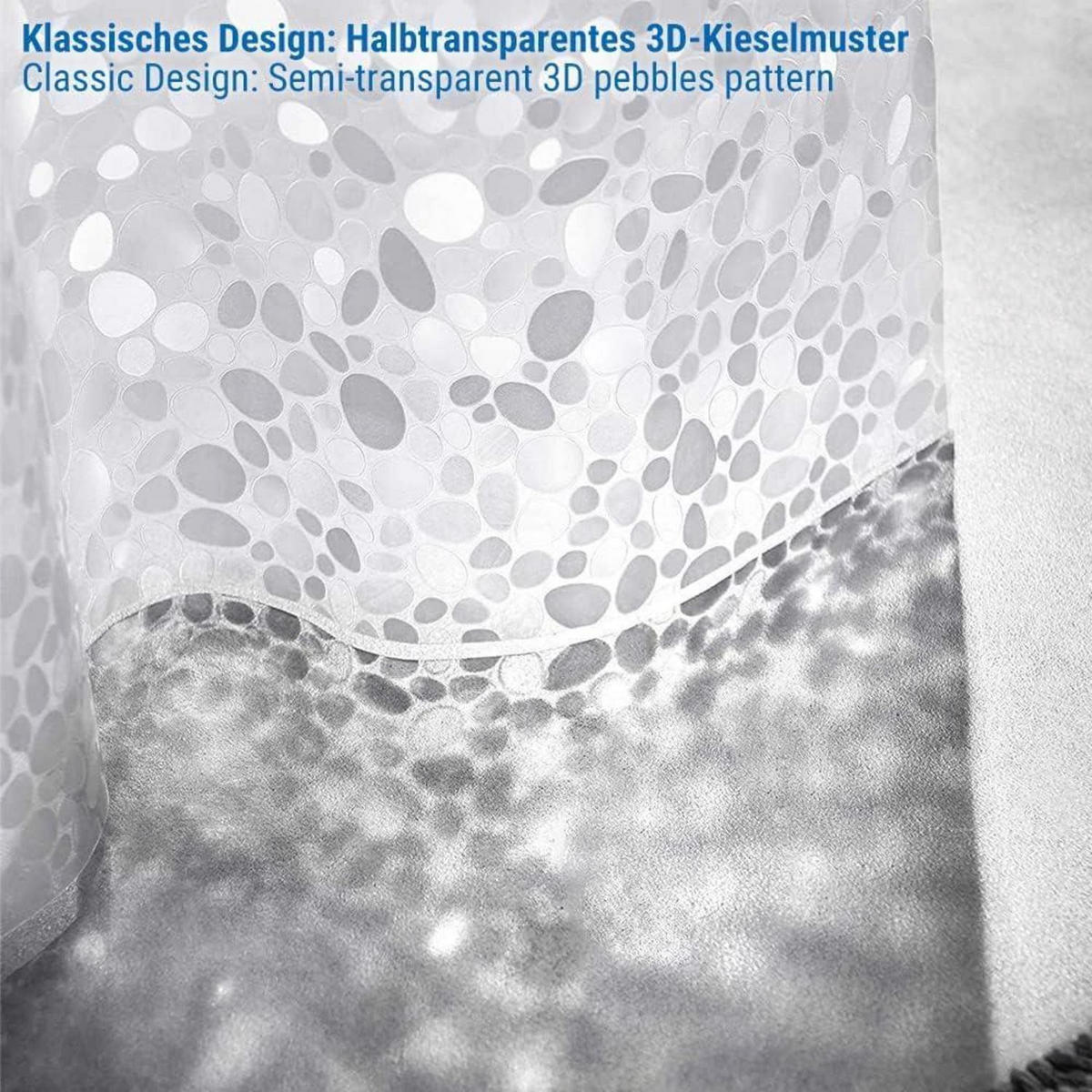 DUSCHVORHANG 3D Steinmuster 180 x 200 cm - Transparent, Kunststoff (180/200cm)