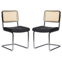 SCHWINGSTUHL DE-36904 2er-Set mit Kunstlederbezug und Rattan-Rückenlehne Schwarz - Schwarz, Metall (46.4/84.6/53cm) - ComfortXL
