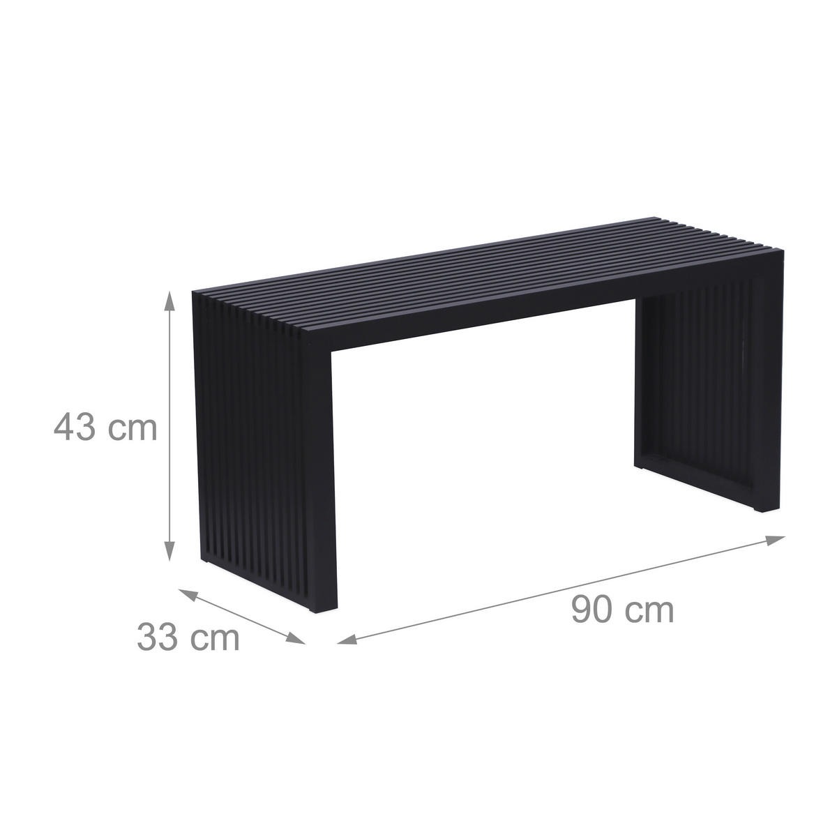 SITZBANK - Schwarz, Holz/Textil (90/43/33cm) - Relaxdays